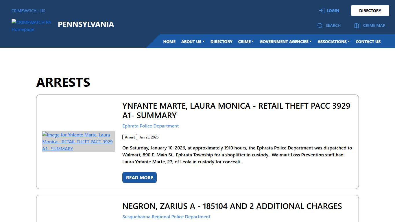 Pennsylvania Arrests CRIMEWATCH